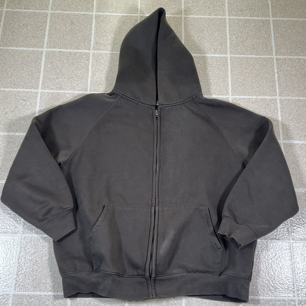 Fear of God ESSENTIALS Full Zip Up Hoodie Dark Olive Grey Size Medium - Picture 5 of 10